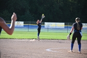 Scoring the first out of the season in the season opener against Ponca, shortstop Evelyn Skrdla nabs the pop fly.